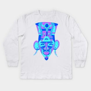 Blue African Mask 6 Kids Long Sleeve T-Shirt